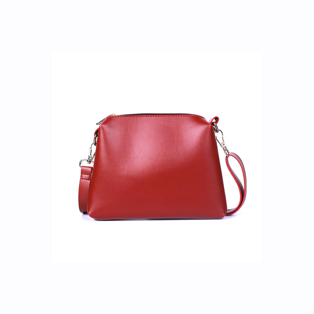Job Joy Maroon And White 2 Pcs Handbag