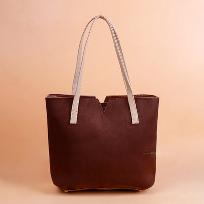 TRONO MAROON AND SKIN TOTE BAG